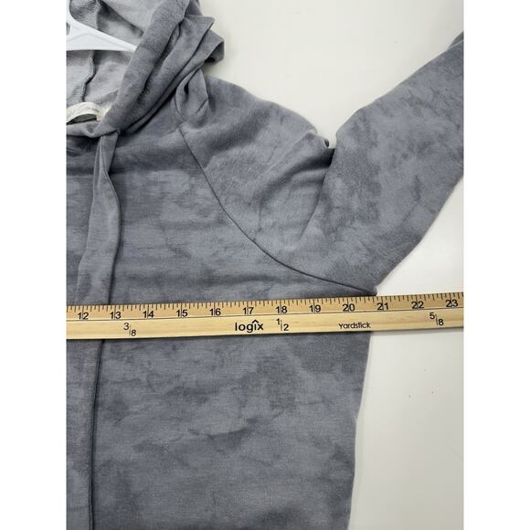 Quiet Storm Womens Sweatshirt Size Medium Gray Tye-Dye Pullover Hooded Cropped - Picture 8 of 14